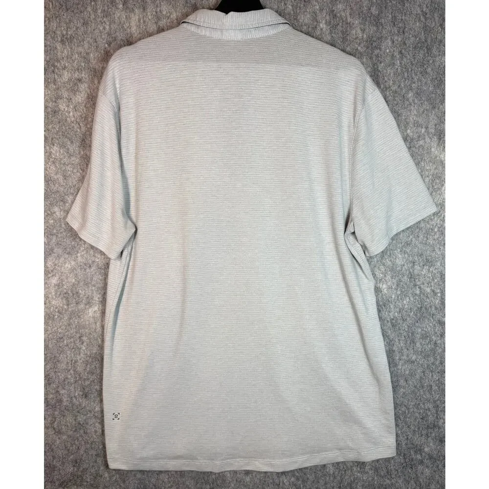 Lululemon Mens Gray Striped XL Performance Polo Stretch Comfort Golf Preppy - Picture 4 of 7